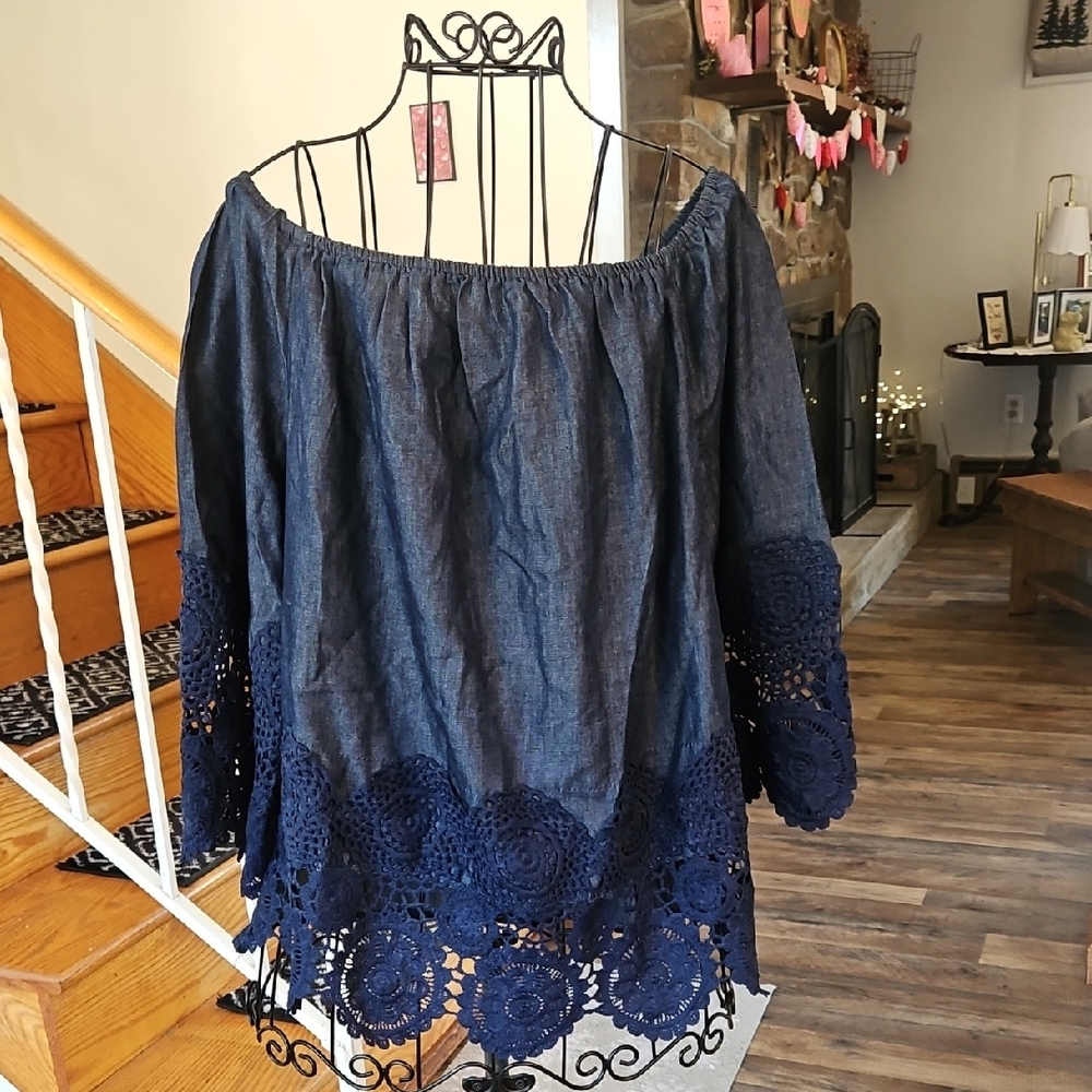 👚UNIQUE SPECTRUM Women's Off-Shoulder Navy Top👚